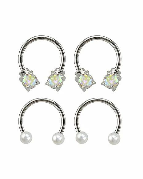 Budget π₯° Multi-Pack Pearlized and CZ Horseshoe Rings 2 Pair - 16 Gauge π 7 Budget π₯° Multi-Pack Pearlized and CZ Horseshoe Rings 2 Pair - 16 Gauge π - Image 5