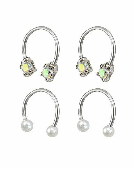 Budget π₯° Multi-Pack Pearlized and CZ Horseshoe Rings 2 Pair - 16 Gauge π 8 Budget π₯° Multi-Pack Pearlized and CZ Horseshoe Rings 2 Pair - 16 Gauge π - Image 6