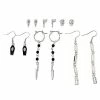 Outlet 🥰 Multi-Pack Skull Coffin Hatchet Razor and Knife Dangle and Stud Earrings - 6 Pairs ⌛ -Playboy Shop 03875143 a