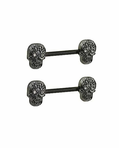 Deals π CZ Black Skull Nipple Barbells - 14 Gauge π 4 Deals π CZ Black Skull Nipple Barbells - 14 Gauge π - Image 2