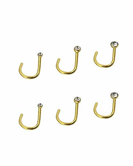 Budget β Multi-Pack Goldtone Titanium CZ Screw Nose Rings 6 Pack - 20 Gauge π 4 Budget β Multi-Pack Goldtone Titanium CZ Screw Nose Rings 6 Pack - 20 Gauge π - Image 2