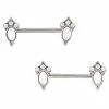 Best Pirce 😀 Cluster Opal-Effect Nipple Barbells - 14 Gauge 🎉 -Playboy Shop 03875820 a