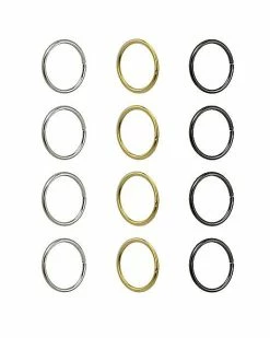 Discount π Multi-Pack Silvertone Goldtone Black Seamless Hoop Nose Rings 12 Pack - 20 Gauge π 5 Discount π Multi-Pack Silvertone Goldtone Black Seamless Hoop Nose Rings 12 Pack - 20 Gauge π -Playboy Shop 03875895 b
