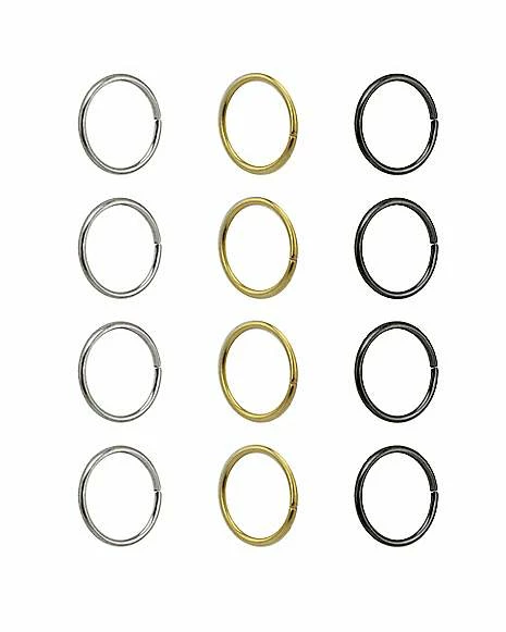 Discount π Multi-Pack Silvertone Goldtone Black Seamless Hoop Nose Rings 12 Pack - 20 Gauge π 4 Discount π Multi-Pack Silvertone Goldtone Black Seamless Hoop Nose Rings 12 Pack - 20 Gauge π - Image 2