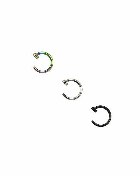 Hot Sale 🥰 Multi-Pack Flat Top Hoop Nose Rings 3 Pack - 20 Gauge ❤️ 3 Hot Sale 🥰 Multi-Pack Flat Top Hoop Nose Rings 3 Pack - 20 Gauge ❤️