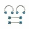 Promo 😍 Multi-Pack Blue Paved CZ Horseshoe Rings and Nipple Barbells 2 Pair - 14 Gauge 🛒 -Playboy Shop 03875911 a
