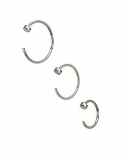 Buy 🌟 Multi-Pack Silvertone Half Hoop Nose Rings 3 Pack - 20 Gauge 🛒 -Playboy Shop 03875929 b