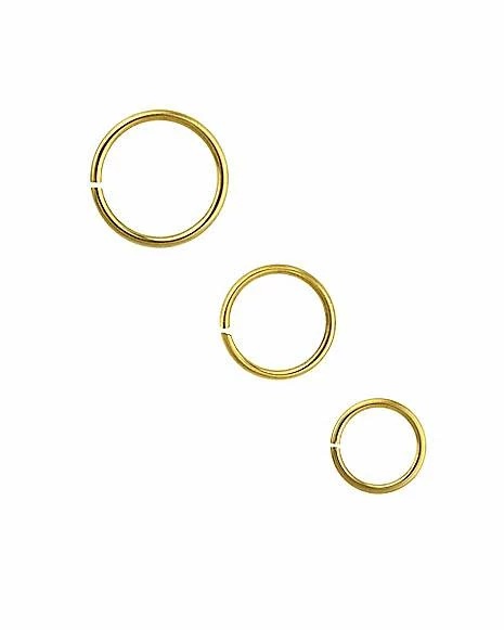Best Sale ✔️ Multi-Pack Goldplated Seamless Hoop Nose Rings 3 Pack - 20 Gauge ⭐ 3 Best Sale ✔️ Multi-Pack Goldplated Seamless Hoop Nose Rings 3 Pack - 20 Gauge ⭐