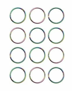 Flash Sale 🤩 Multi-Pack Rainbow Seamless Hoop Nose Rings 12 Pack - 20 Gauge ❤️