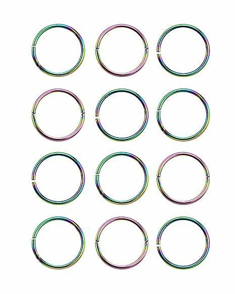 Flash Sale 🤩 Multi-Pack Rainbow Seamless Hoop Nose Rings 12 Pack - 20 Gauge ❤️ 3 Flash Sale 🤩 Multi-Pack Rainbow Seamless Hoop Nose Rings 12 Pack - 20 Gauge ❤️