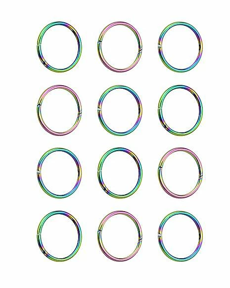 Flash Sale 🤩 Multi-Pack Rainbow Seamless Hoop Nose Rings 12 Pack - 20 Gauge ❤️ 4 Flash Sale 🤩 Multi-Pack Rainbow Seamless Hoop Nose Rings 12 Pack - 20 Gauge ❤️ - Image 2