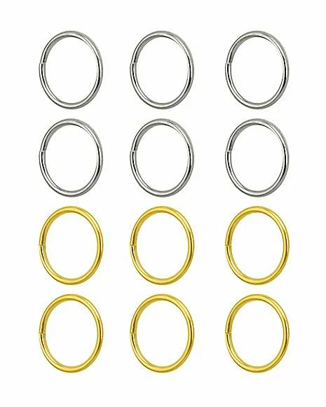 Hot Sale β¨ Multi-Pack Goldtone and Silvertone Seamless Hoop Nose Rings 12 Pack - 20 Gauge π 4 Hot Sale β¨ Multi-Pack Goldtone and Silvertone Seamless Hoop Nose Rings 12 Pack - 20 Gauge π - Image 2