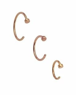 Best deal 💯 Multi-Pack Rose Goldtone Half Hoop Nose Rings 3 Pack - 20 Gauge 🧨 -Playboy Shop 03876059 b