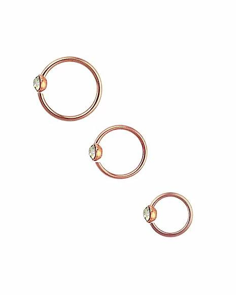 Promo π Multi-Pack CZ Goldtone Seamless Hoop Nose Rings 3 Pack - 20 Gauge 𧨠3 Promo π Multi-Pack CZ Goldtone Seamless Hoop Nose Rings 3 Pack - 20 Gauge π§¨