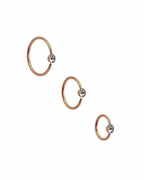 Promo π Multi-Pack CZ Goldtone Seamless Hoop Nose Rings 3 Pack - 20 Gauge 𧨠4 Promo π Multi-Pack CZ Goldtone Seamless Hoop Nose Rings 3 Pack - 20 Gauge 𧨠- Image 2