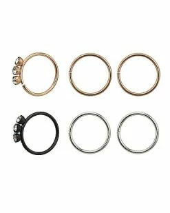 Wholesale 🎉 Multi-Pack Trio CZ Seamless Hoop Nose Rings 6 Pack - 20 Gauge 👏