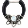 New 🌟 Opal-Effect Flower Clicker Septum Ring - 16 Gauge 🎉