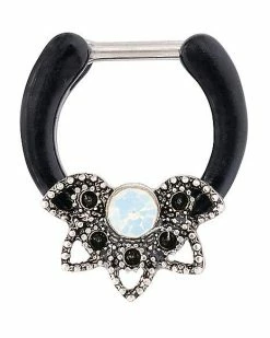 New 🌟 Opal-Effect Flower Clicker Septum Ring - 16 Gauge 🎉