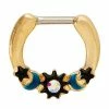 Discount 🌟 CZ Goldtone Celestial Clicker Septum Ring - 16 Gauge 👏 -Playboy Shop 03876901 a