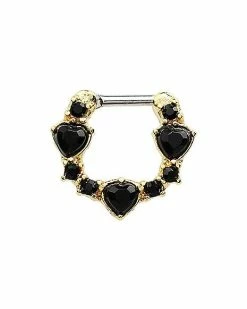 Deals 👍 Goldtone Black Heart Septum Ring - 16 Gauge 🔔
