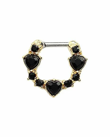 Deals π Goldtone Black Heart Septum Ring - 16 Gauge π 3 Deals π Goldtone Black Heart Septum Ring - 16 Gauge π