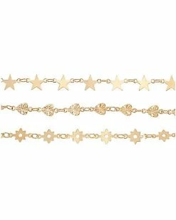 Cheap ✔️ Multi-Pack Heart Star and Flower Chain Anklets - 3 Pair ⌛ -Playboy Shop 03877057 b