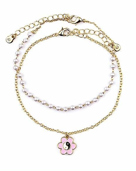 Coupon 😉 Multi-Pack Yin Yang Flower Anklets - 2 Pair ❤️ 3 Coupon 😉 Multi-Pack Yin Yang Flower Anklets - 2 Pair ❤️