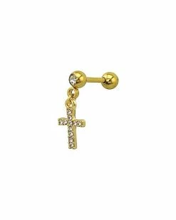 Deals 🧨 CZ Goldtone Dangle Cartilage Barbell - 16 Gauge ✔️ -Playboy Shop 03877347 b