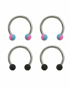 Flash Sale π Multi-Pack Black and Ombre Horseshoe Rings 4 Pack - 16 Gauge π₯