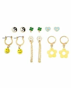 Best reviews of 💯 Multi-Pack Good Vibes Studs and Dangle Hoop Earrings - 6 Pair 🥰
