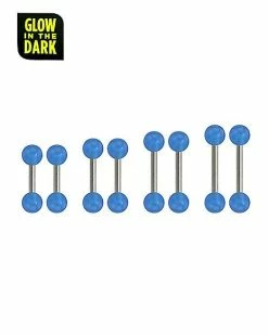 Cheap 😀 Glow in the Dark Multi-Pack Blue Barbells 6 Pack - 14 Gauge 😀