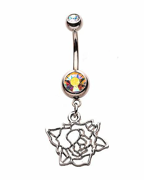 Deals π₯ CZ Rose Cut Out Dangle Belly Ring - 14 Gauge β 3 Deals π₯ CZ Rose Cut Out Dangle Belly Ring - 14 Gauge β