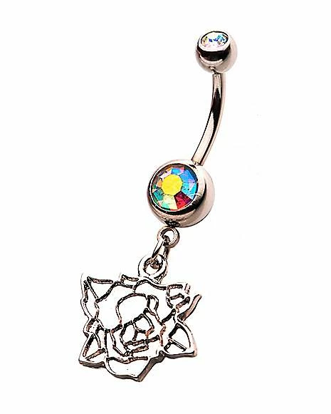 Deals π₯ CZ Rose Cut Out Dangle Belly Ring - 14 Gauge β 4 Deals π₯ CZ Rose Cut Out Dangle Belly Ring - 14 Gauge β - Image 2