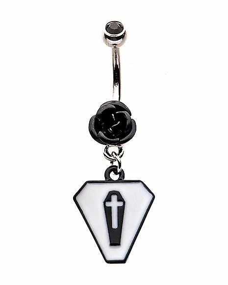 Discount π Black CZ Coffin Dangle Belly Ring - 14 Gauge π€© 3 Discount π Black CZ Coffin Dangle Belly Ring - 14 Gauge π€©