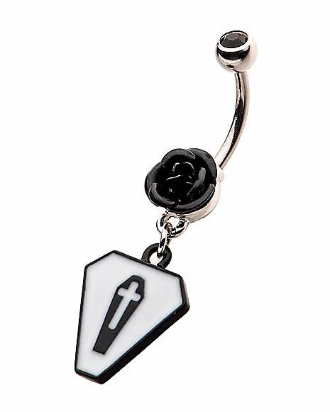 Discount π Black CZ Coffin Dangle Belly Ring - 14 Gauge π€© 4 Discount π Black CZ Coffin Dangle Belly Ring - 14 Gauge π€© - Image 2