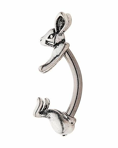 Best deal 𧨠Silvertone Rabbit Fixed Banana Belly Ring - 14 Gauge π 3 Best deal 𧨠Silvertone Rabbit Fixed Banana Belly Ring - 14 Gauge π
