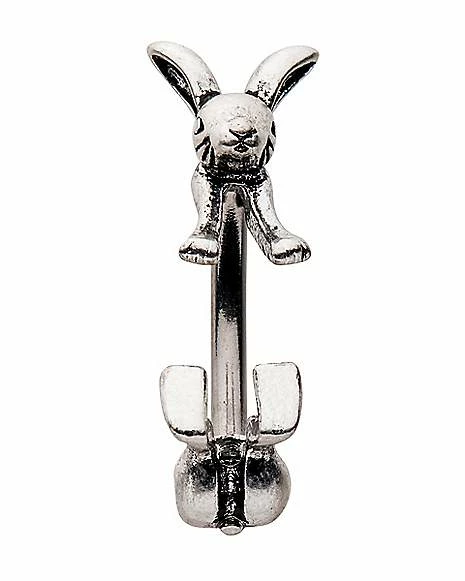 Best deal 𧨠Silvertone Rabbit Fixed Banana Belly Ring - 14 Gauge π 4 Best deal 𧨠Silvertone Rabbit Fixed Banana Belly Ring - 14 Gauge π - Image 2