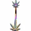 Discount 👍 Oil Slick Weed Leaf Belly Ring - 14 Gauge 👏 -Playboy Shop 03879111 a