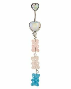 Best Pirce 🎁 Triple Bear Iridescent Dangle Belly Ring - 14 Gauge ✨