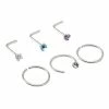 Cheap 🧨 Multi-Pack CZ Silverplated L-Bend and Hoop Nose Rings 6 Pack - 20 Gauge 🧨 -Playboy Shop 03879434 a