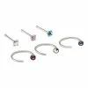 Outlet 👍 Multi-Pack CZ Silverplated Half Hoop and Pin Nose Rings 6 Pack - 20 Gauge 🔔 -Playboy Shop 03879442 a