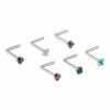 Coupon 🤩 Multi-Pack CZ Multi-Color Titanium L-Bend Nose Rings 6 Pack - 20 Gauge ✨ -Playboy Shop 03879848 a