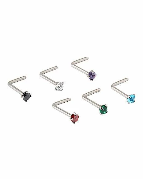 Coupon 🤩 Multi-Pack CZ Multi-Color Titanium L-Bend Nose Rings 6 Pack - 20 Gauge ✨ 3 Coupon 🤩 Multi-Pack CZ Multi-Color Titanium L-Bend Nose Rings 6 Pack - 20 Gauge ✨
