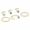 Flash Sale ⌛ Multi-Pack CZ Goldtone L-Bend and Hoop Nose Rings 6 Pack - 20 Gauge ❤️ -Playboy Shop 03879889 a