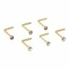 Best Sale 🥰 Multi-Pack CZ Goldtone Titanium L-Bend Nose Rings 6 Pack - 20 Gauge 😉 -Playboy Shop 03879913 a