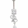Buy ⌛ CZ Titanium Heart Dangle Belly Ring - 14 Gauge ✨ -Playboy Shop 03880143 a