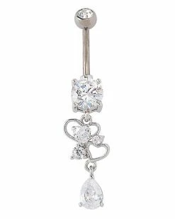 Buy ⌛ CZ Titanium Heart Dangle Belly Ring - 14 Gauge ✨