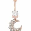 Wholesale 🔔 CZ Rose Goldtone Moon Dangle Belly Ring - 14 Gauge 🎁 -Playboy Shop 03880176 a