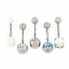 Promo 😍 Multi-Pack CZ Pearl-Effect and Silverplated Titanium Belly Rings 5 Pack - 14 Gauge 🔥 -Playboy Shop 03880192 a