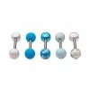 Hot Sale 😉 Multi-Pack Blue and White Pearl-Effect Barbells 5 Pack - 14 Gauge ✔️ -Playboy Shop 03880465 a